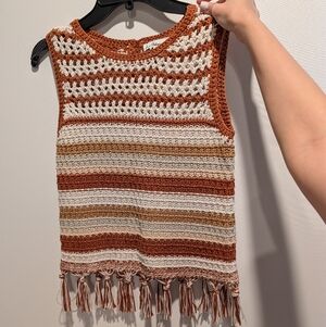 Striped Crochet Fringe Tank Top